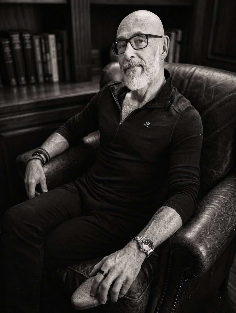 Vic Holtreman in a leather chair